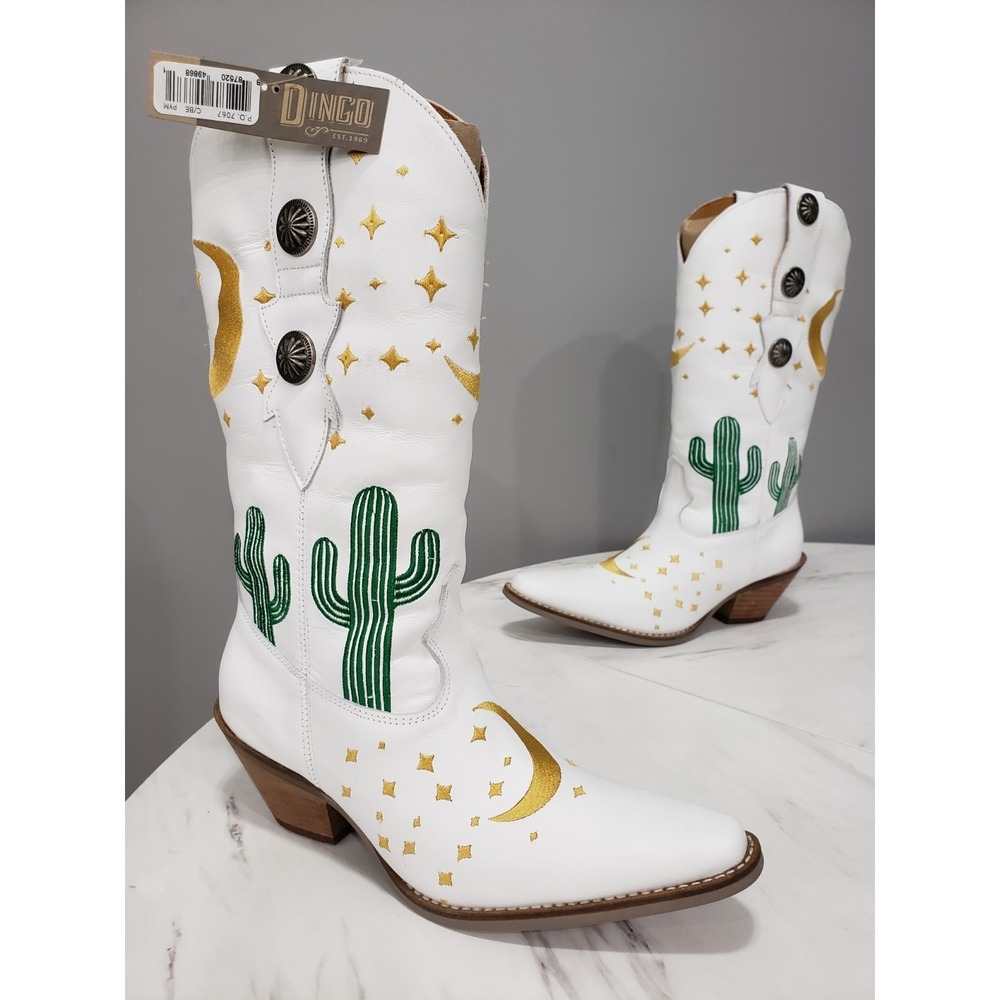 Dingo Pachita Cowboy Boots Cactus Moon Star Embroidered Western Celestial Witchy